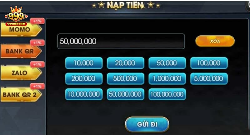 Cách nạp tiền 999bet bằng mã QR