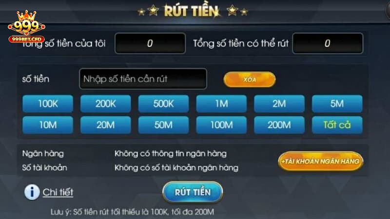 Các phương thức rút tiền 999bet phổ biến nhất
